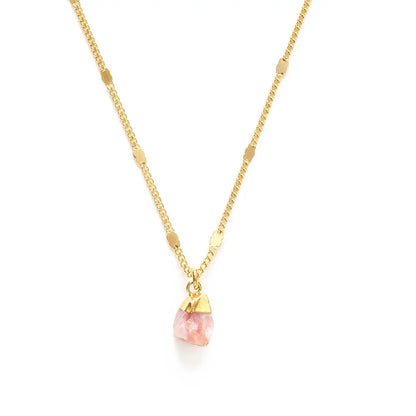 Raw Cut Pink Peruvian Opal Gemstone Necklaces