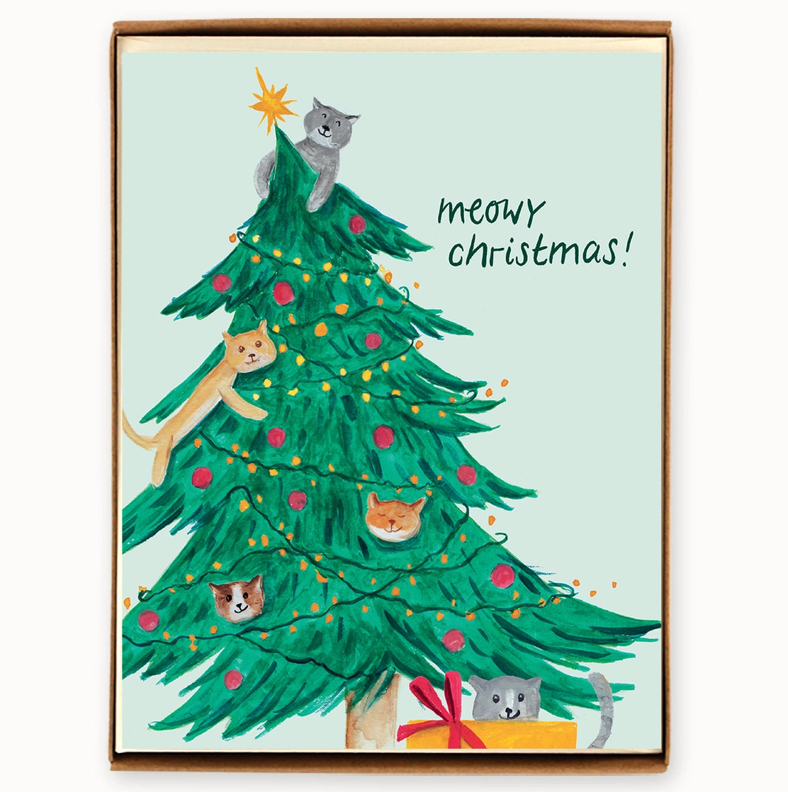 Holiday Cats In Tree Boxed Cards
