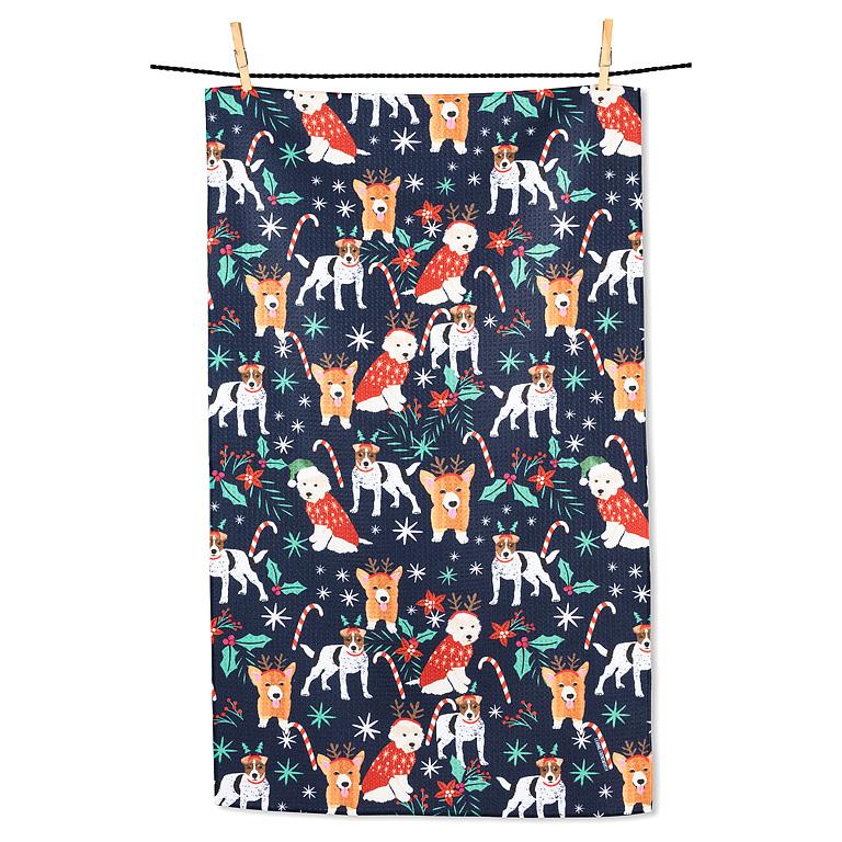 Festive Dogs Recycled Kitchen Towel