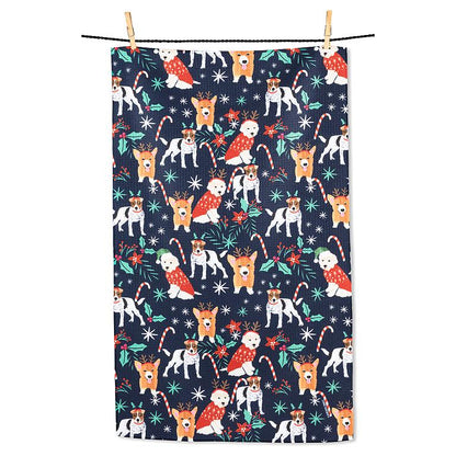 Festive Dogs Recycled Kitchen Towel