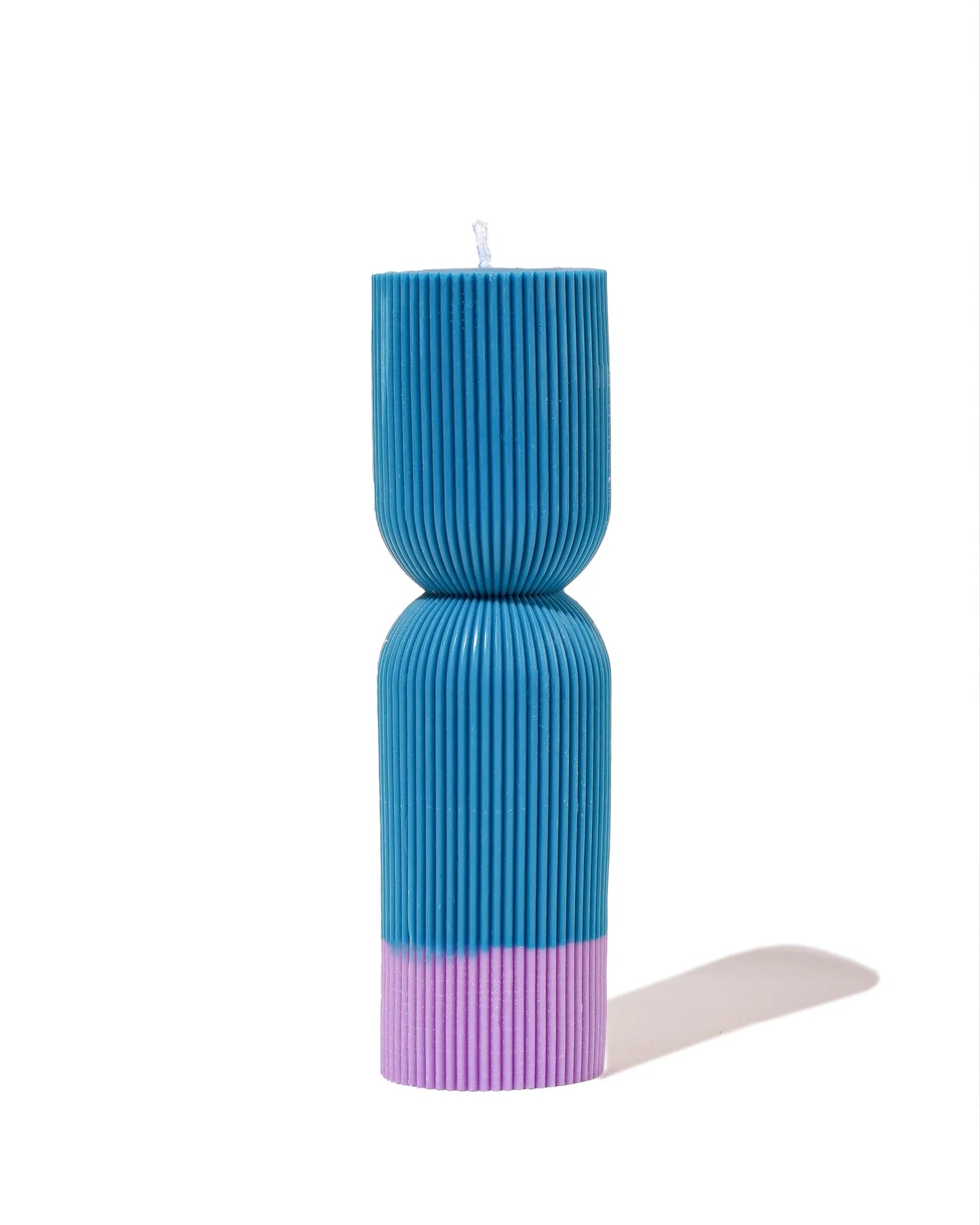 Colour Block Pillar Candle Blue / Violet