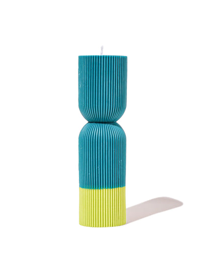 Colour Block Pillar Candle Green / Lime