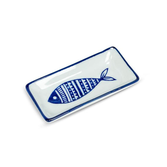 Blue Multi Fish Small Rectangle Sauce Dish