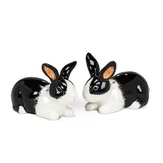 Dutch Rabbit Black + White Salt + Pepper Shakers