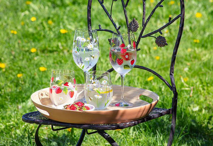 Strawberries + Flower Stemless Glass