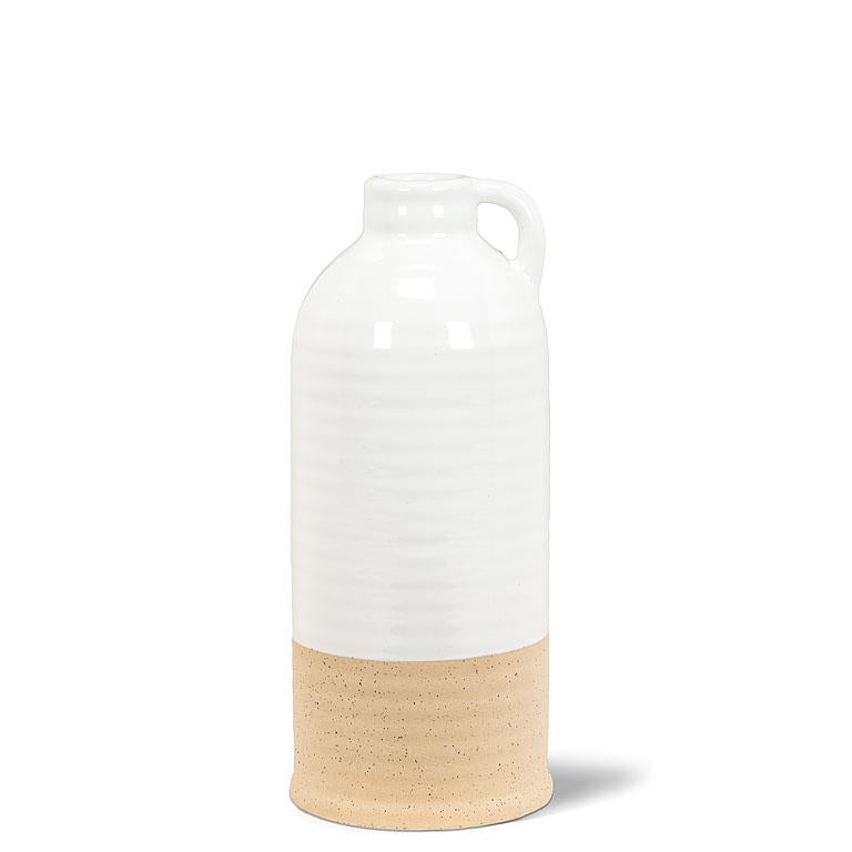 White & Natural Shiny & Matte Vase w/Handle