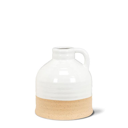 White & Natural Shiny & Matte Vase w/Handle
