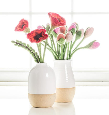 White & Natural Shiny & Matte Vase