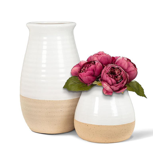 White & Natural Shiny & Matte Vase