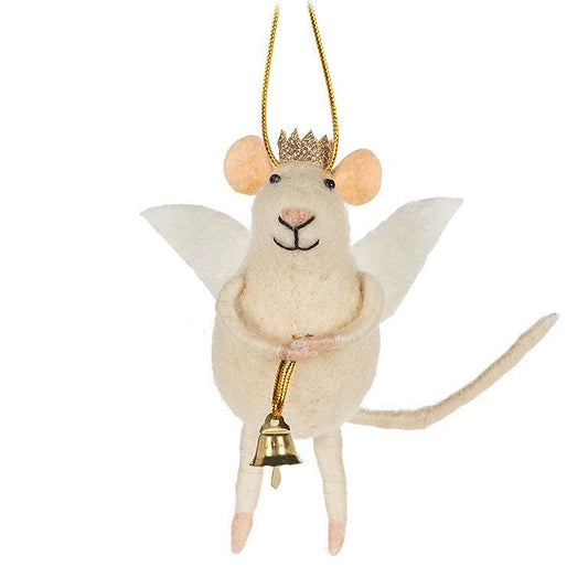 F90 - Angel Mouse w/Bell Ornament