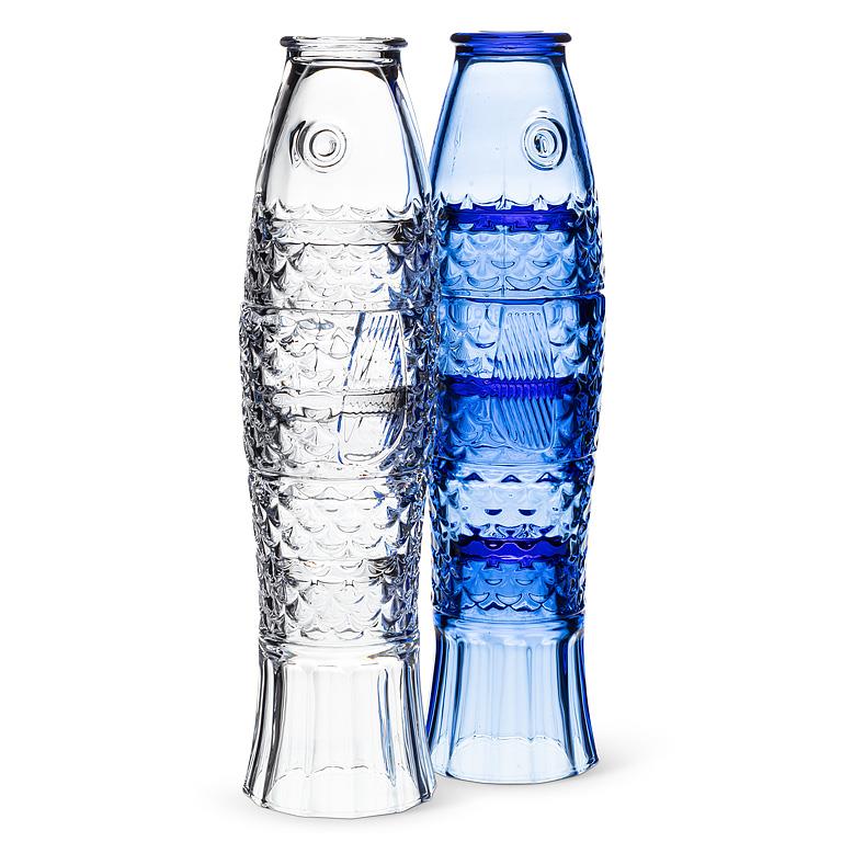 Clear Stacking Fish Glasses, Set of 4