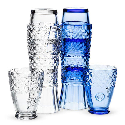Clear Stacking Fish Glasses, Set of 4