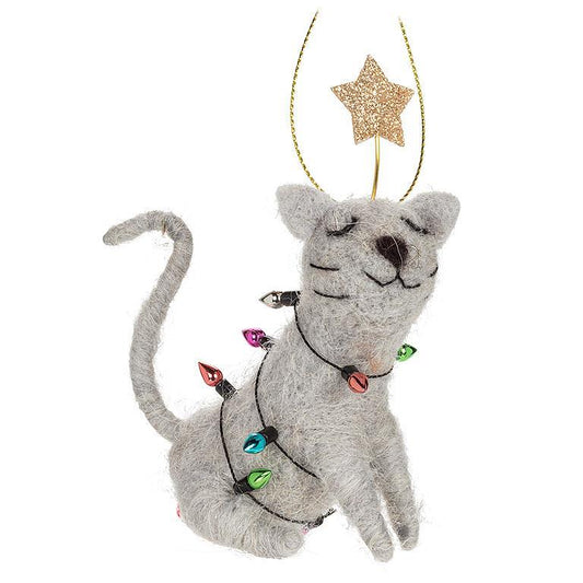 F99 - Sitting Cat w/Lights Ornament