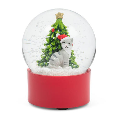 Christmas Tree & Cat Snow Globe