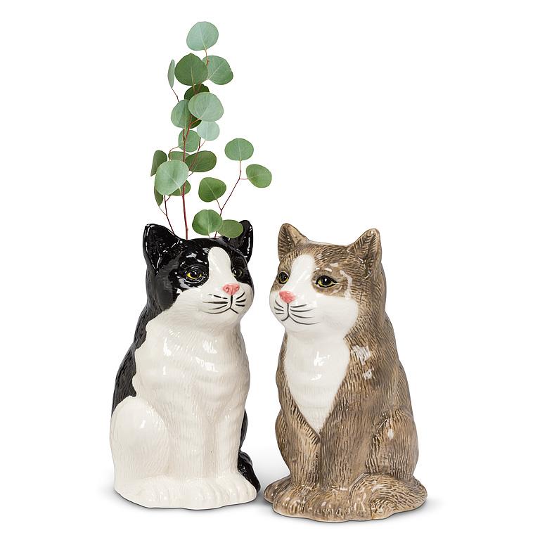Sitting Tabby Cat Vase