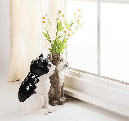 Sitting Tabby Cat Vase