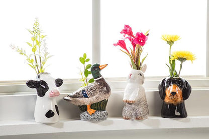 Sitting Cute Rabbit Bud Vase