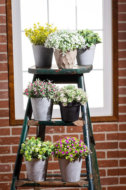 Light Pink & Green Petite Flower Plant Pot