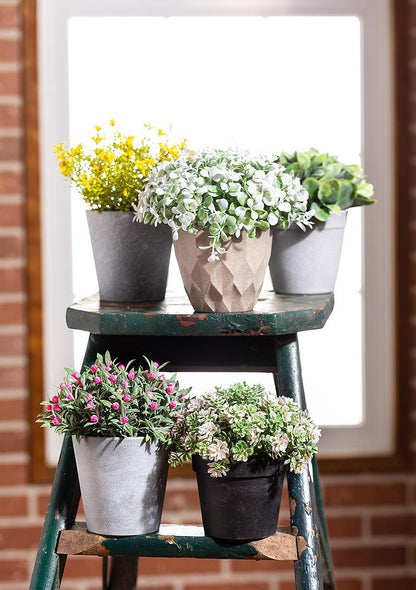 Light Pink & Green Petite Flower Plant Pot