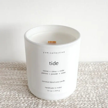 Tide - Cedar + Jasmine Matte White Glass Candle