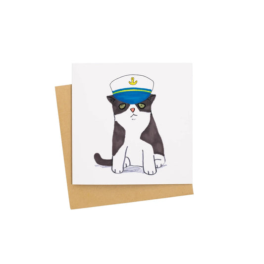Cat In Captains Hat Card