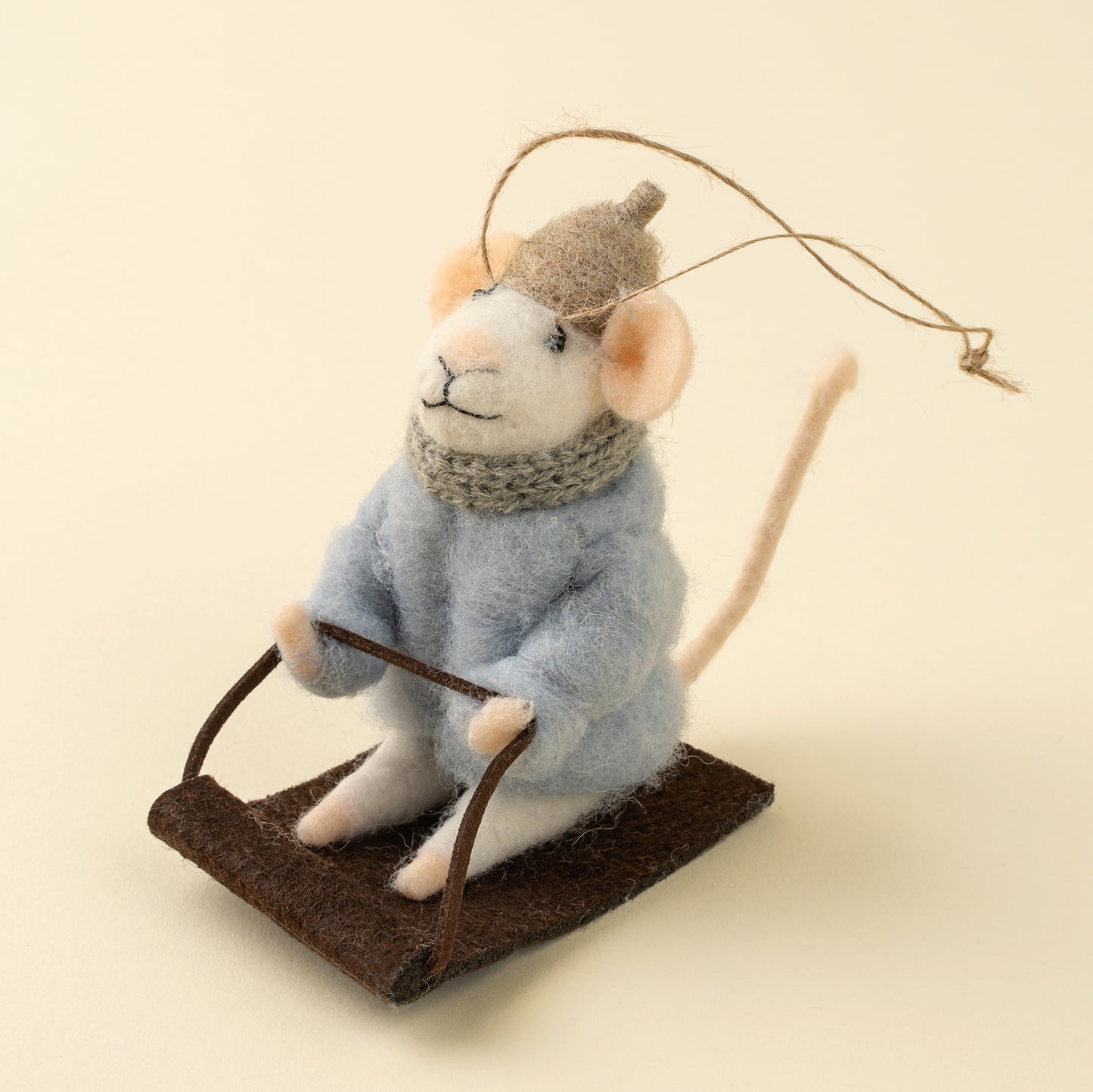 Sledding Soloman Mouse Holiday Ornament