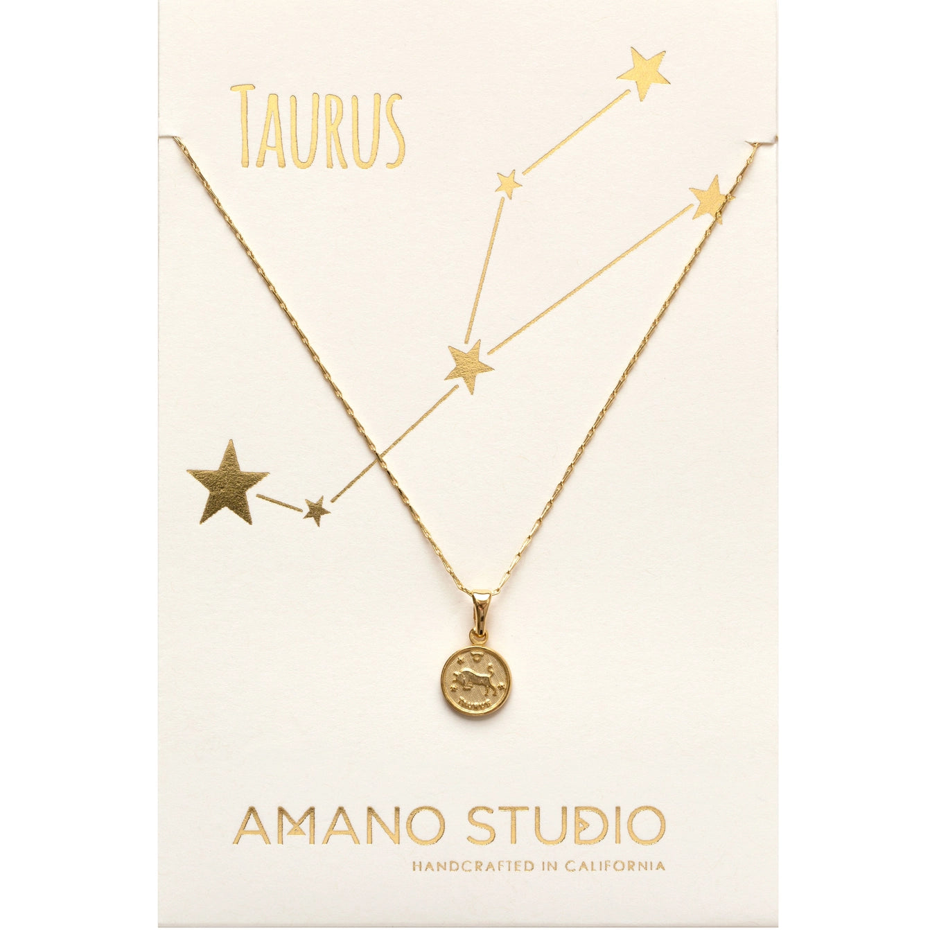 Tiny Zodiac Medallion Taurus Necklace