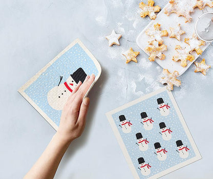 Swedish Dishcloths Set of 2 Square Hat Snowman