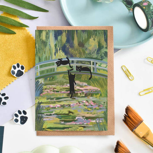Clawed Monet Cat Bridge Card