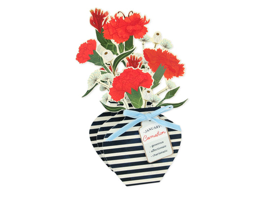 Pop-up Birthday Flower Month Card January Carnation