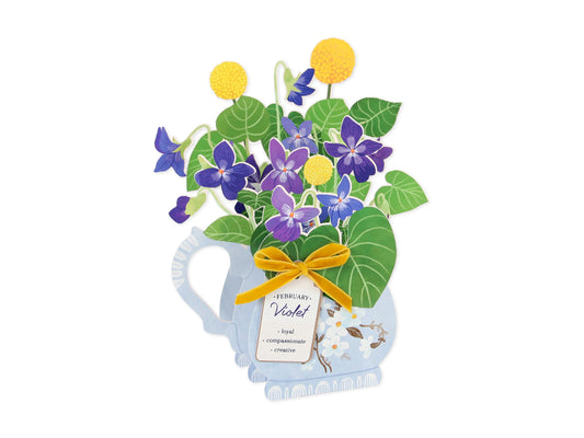 Pop-up Birthday Flower Month Card February Violet