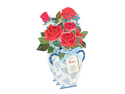 Pop-up Birthday Flower Month Card June Rose