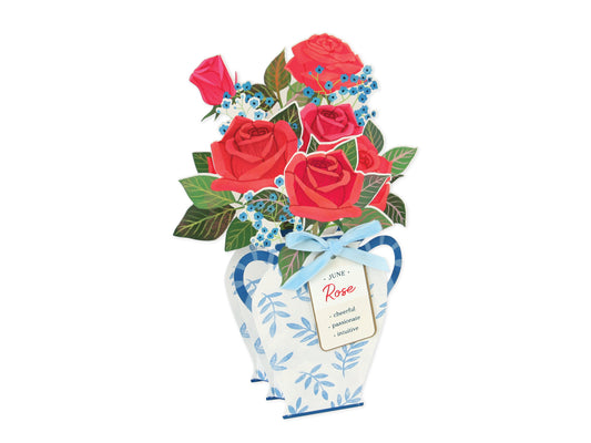 Pop-up Birthday Flower Month Card June Rose