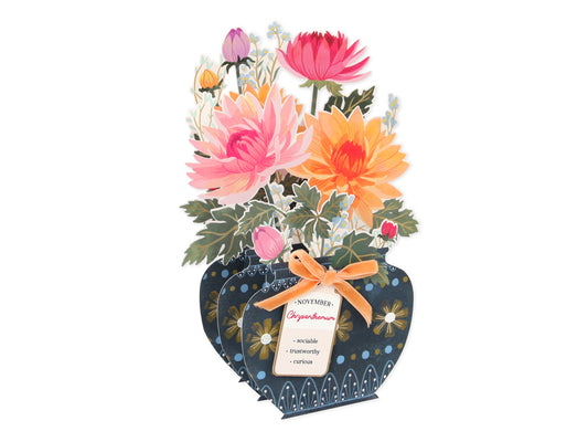 Pop-up Birthday Flower Month Card November Chrysanthemum