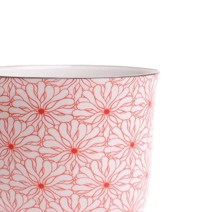 Liberte 3, 4.25" Pot & Saucer - Red Flowers