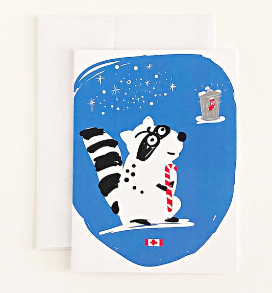 Raccoon & Sock Christmas Card