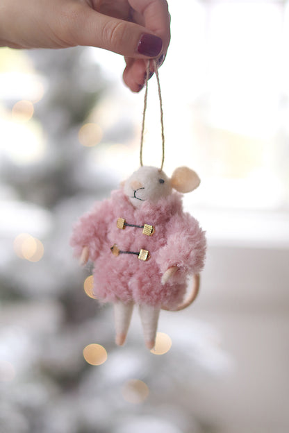 Cozy Clementine Mouse Holiday Ornament