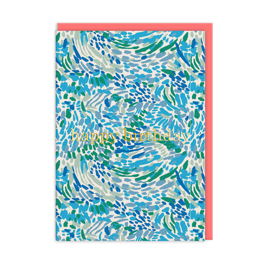 Blue Abstract Happy Birthday Card
