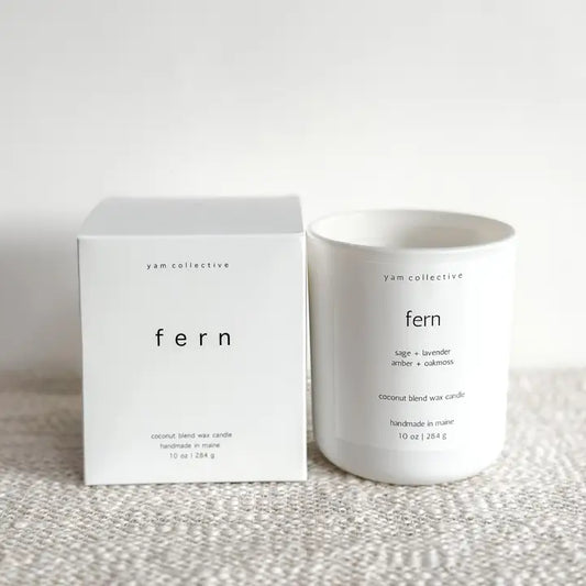 Fern - Amber + Oakmoss Matte White Candle