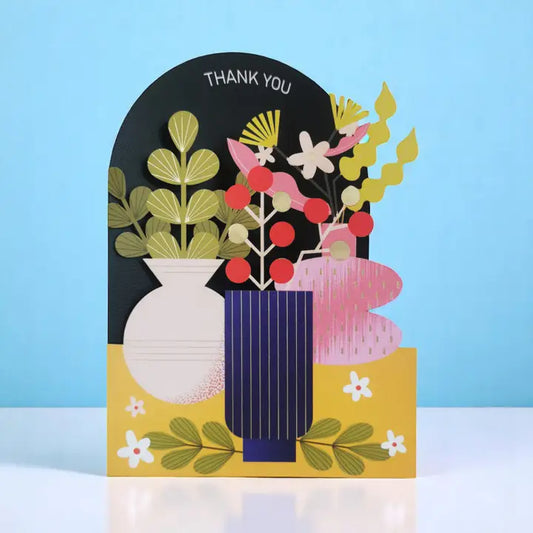 Flower Of Vases Laser Cut Thank You Card