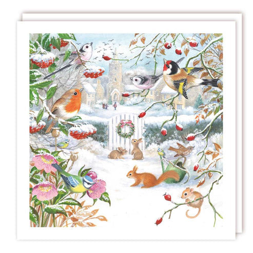 Front Yard Winter Animals Card