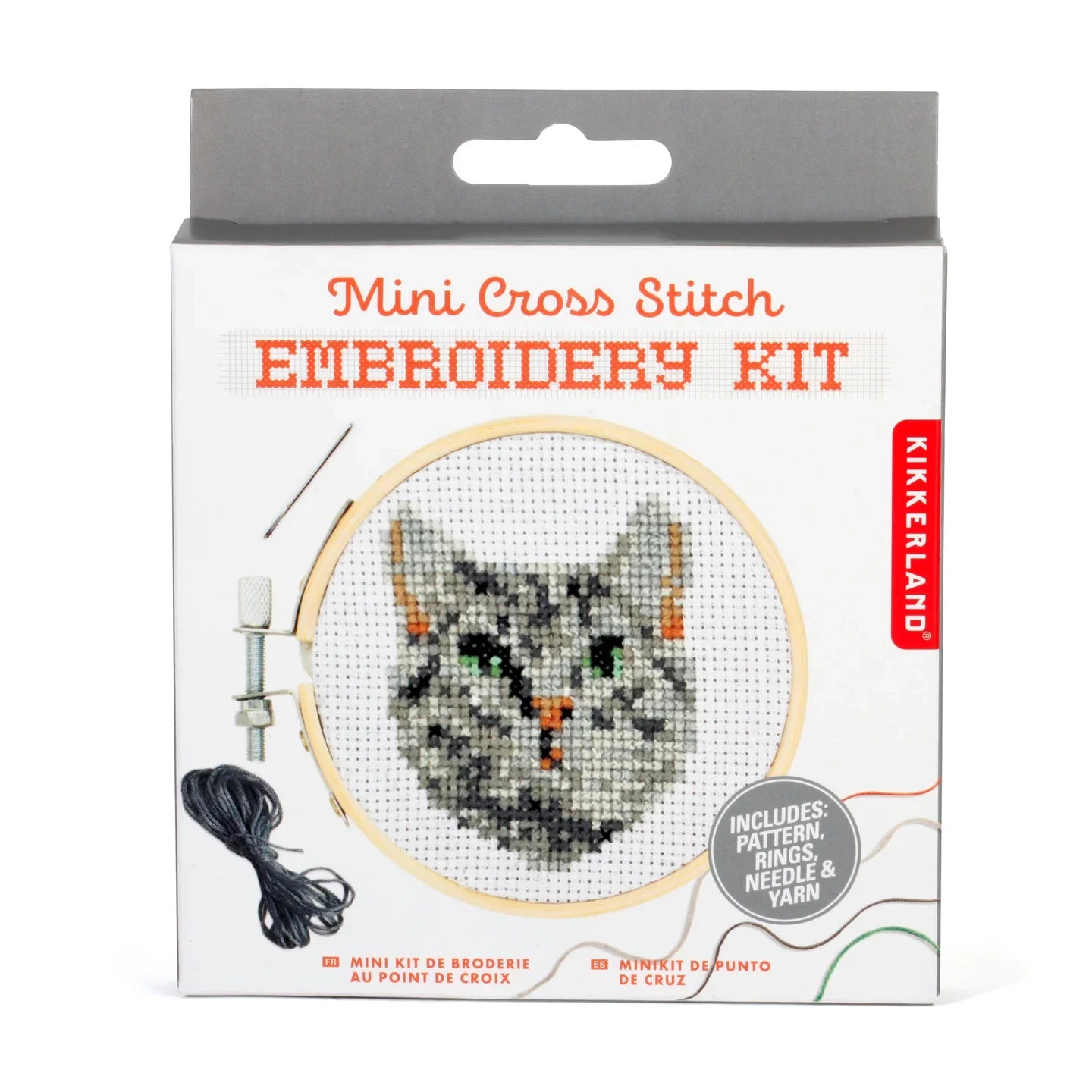 Mini Cross Stitch Embroidery Kit Grey Tabby Cat