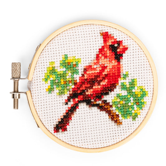 Mini Cross Stitch Embroidery Kit Cardinal