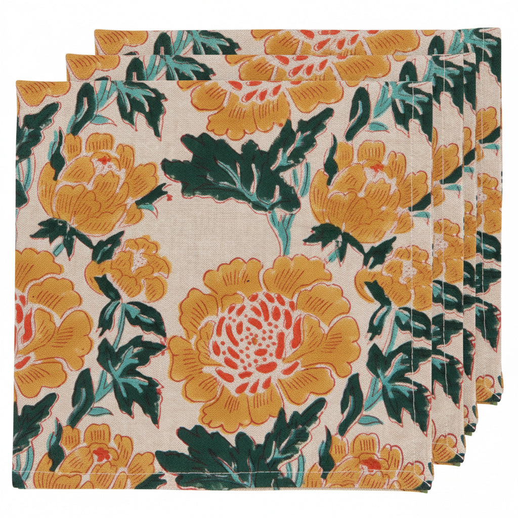 Goldenrise Block Print Napkin Set of 4