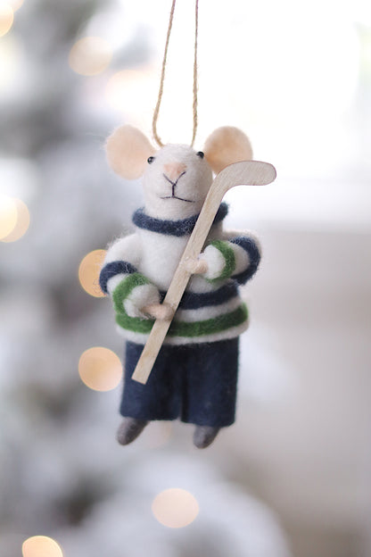 Hockey Hal Mouse Holiday Ornament