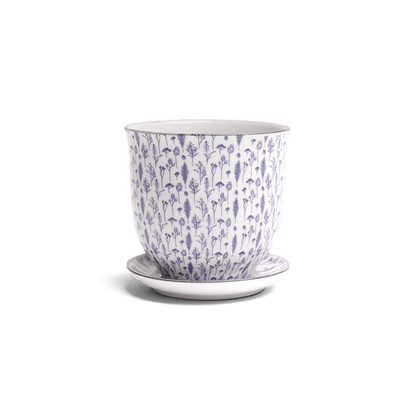 Liberte 4, 4.25" Pot & Saucer - Blue Feather