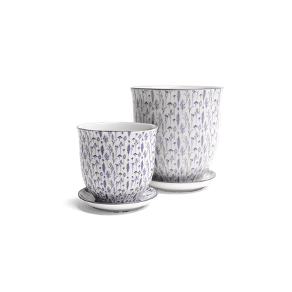 Liberte 4, 4.25" Pot & Saucer - Blue Feather