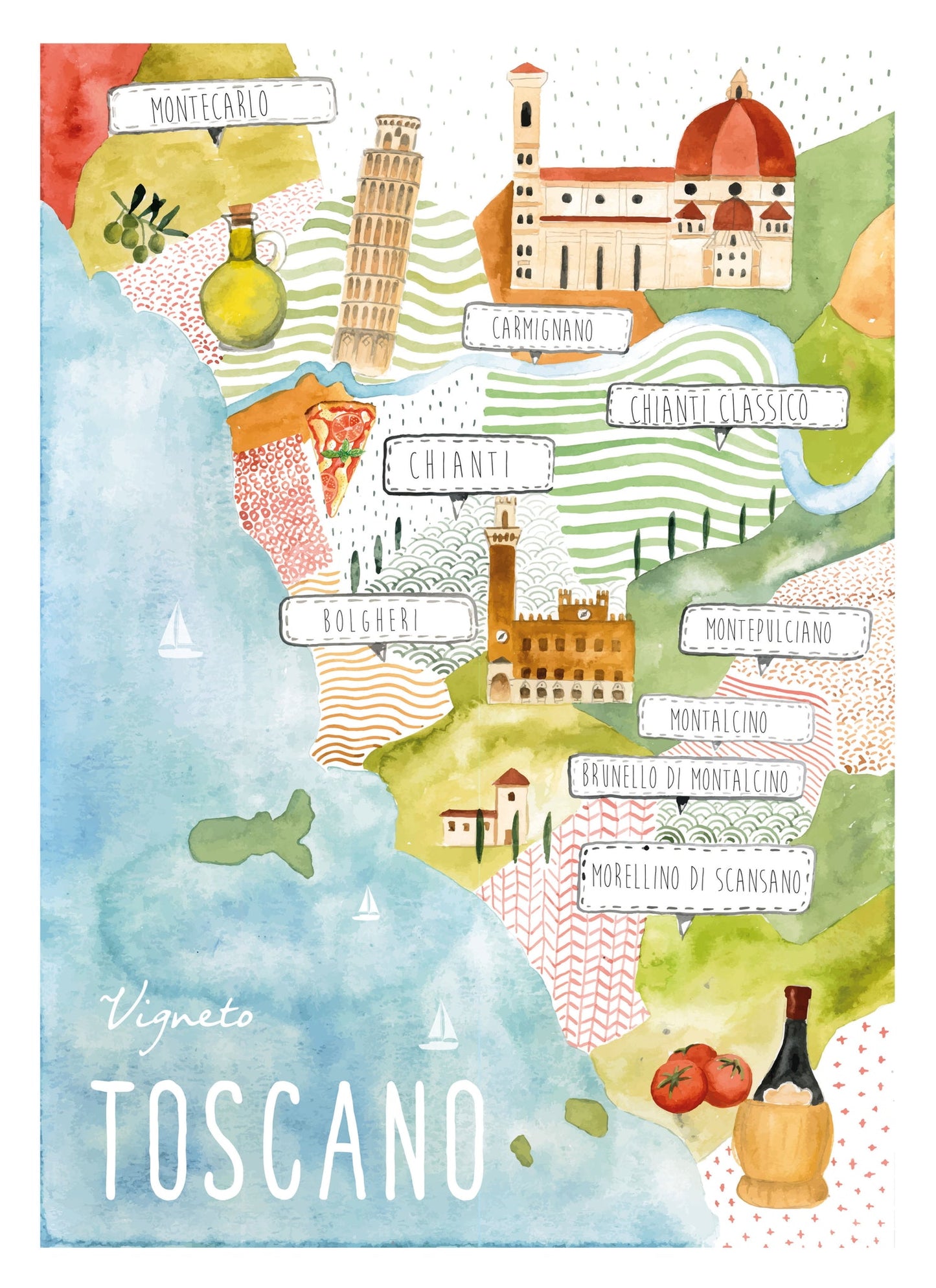 Vigneto Toscano Tea Towel