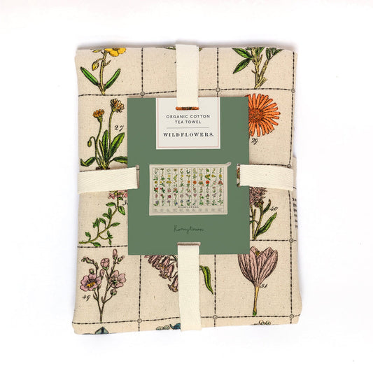 Organic Cotton Tea Towel Wildflowers