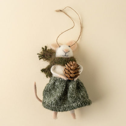 Pinecone Patrice Mouse Holiday Ornament